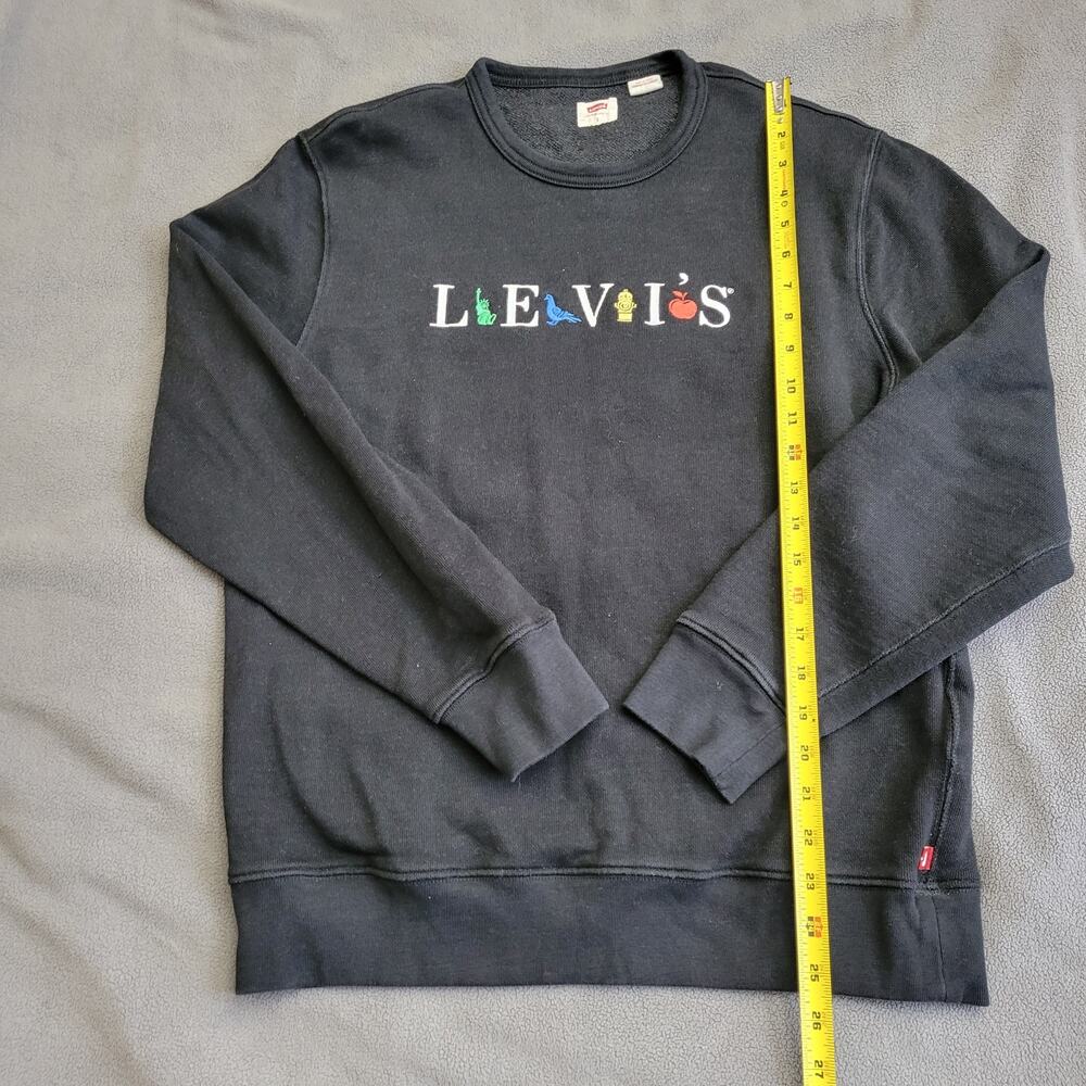 LEVIS Sweater Women Small Black Embroidered Pullover 90s Style Heavy Teacher - Picture 3 of 11